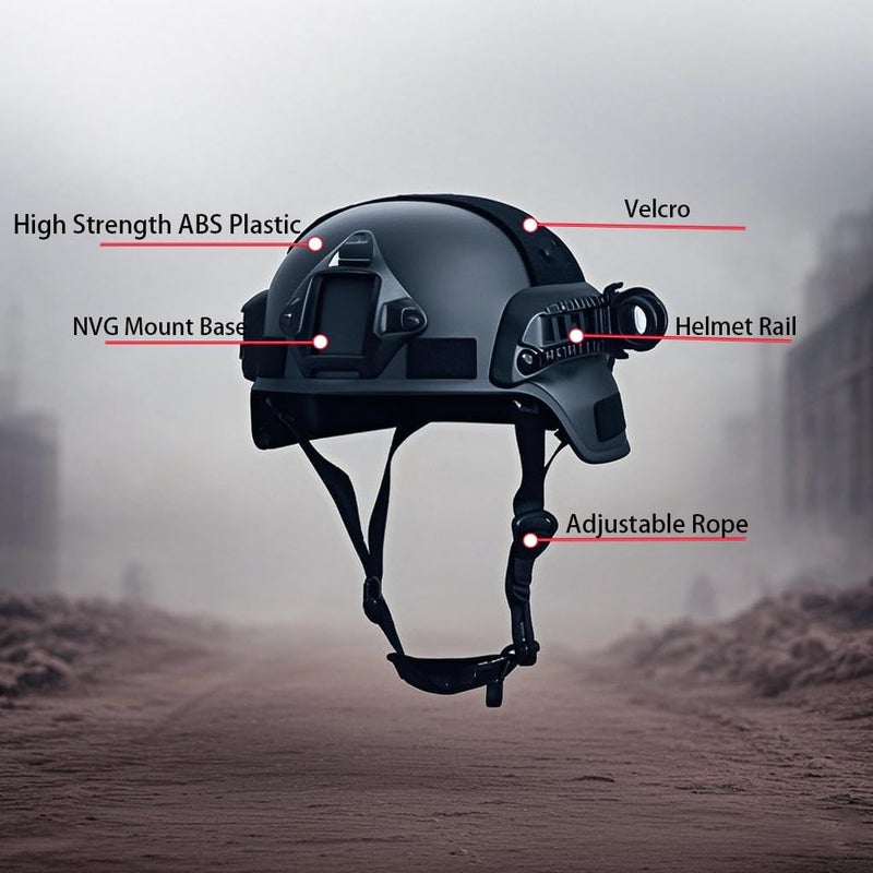 PLOOTA Tactical Airsoft Helmet with Detachable Goggles and Full Face Mask: Military Grade Gear for Paintball and Airsoft - Image 3